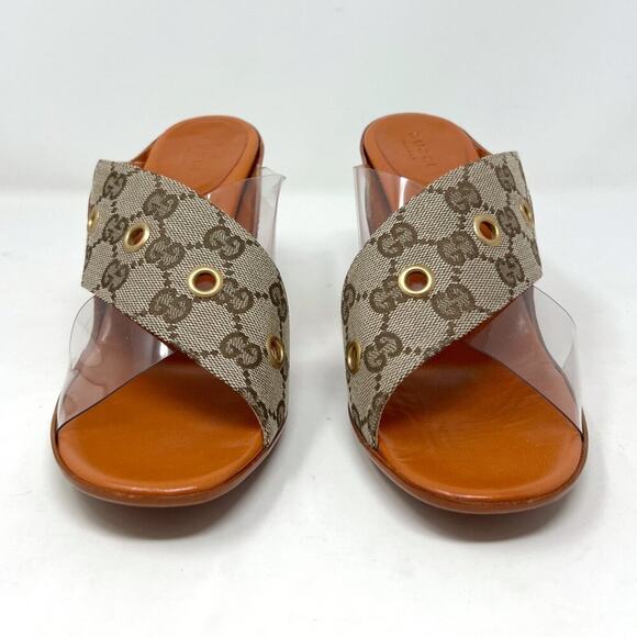 Gucci Monogram Canvas & PVC Slide Sandals – Size 7.5 - Picture 3 of 10